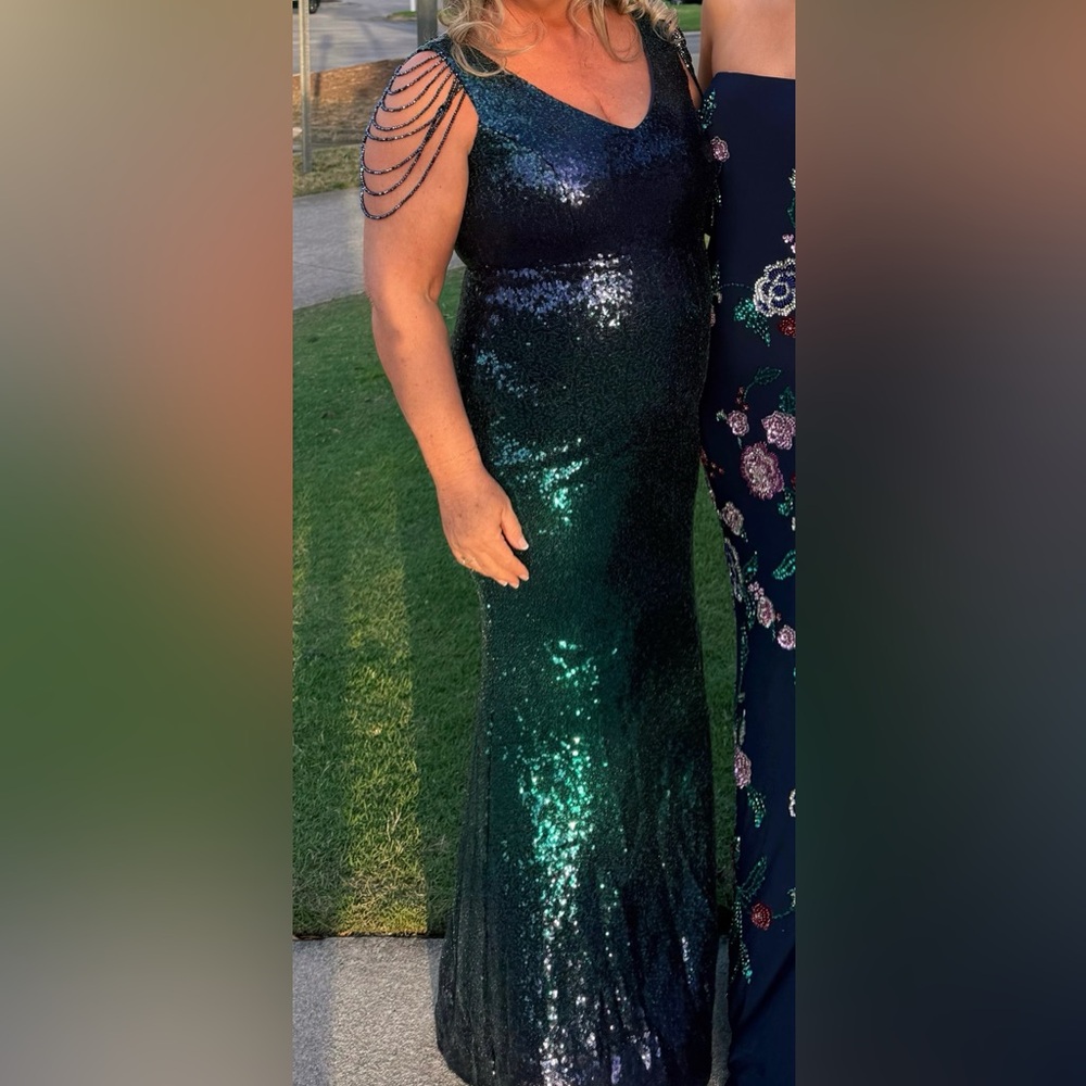 Stunning Blue and Green Sequin Gown